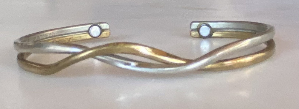 SERGIO LUB Brass & Silver Dance Twisted Cuff Bracelet Magnetic (Rare)